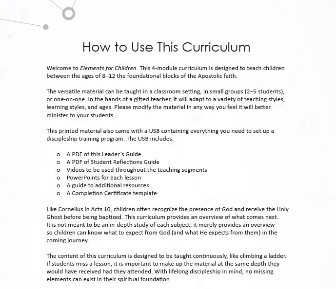 Elements for Children - Pentecostal Publishing House